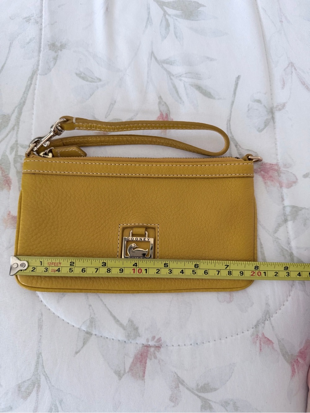 Dooney & Bourke Yellow Pebble Leather Wristlet - Picture 6 of 7